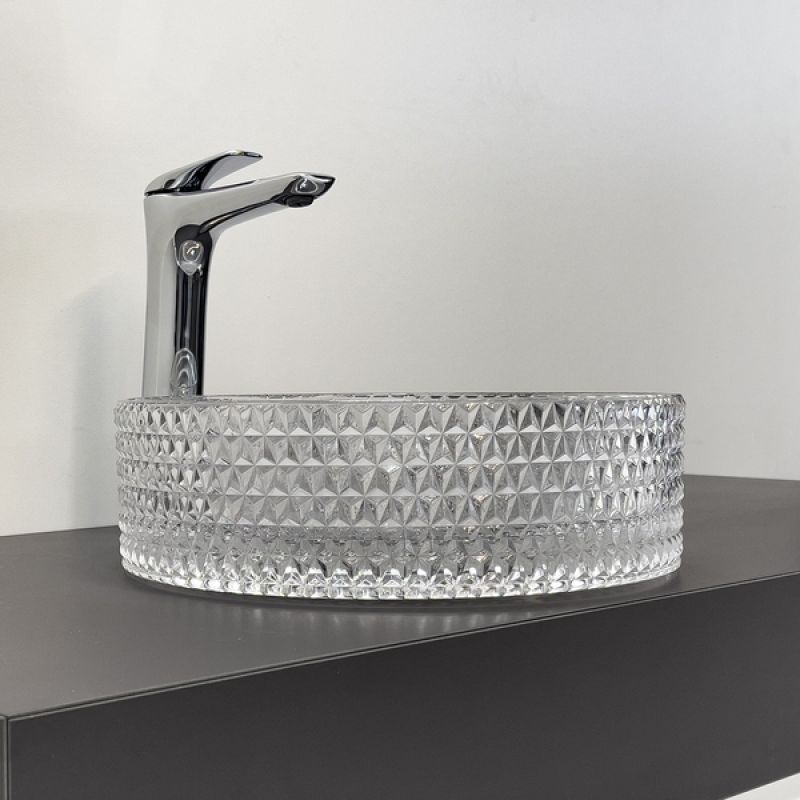 Раковина Comforty 00-00015719, 36 см, накладная, прозрачное стекло