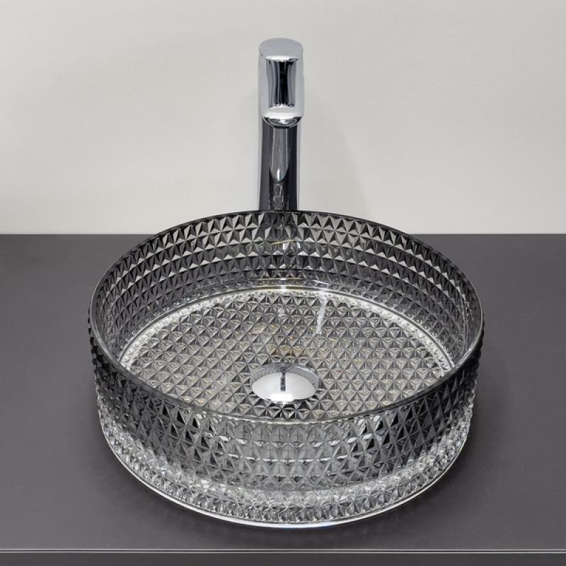 Раковина Comforty 00-00015716, 36 см, стеклянный, накладной, градиентный серый