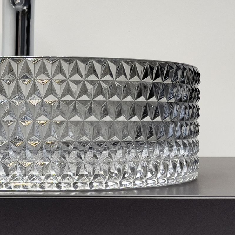 Раковина Comforty 00-00015716, 36 см, стеклянный, накладной, градиентный серый