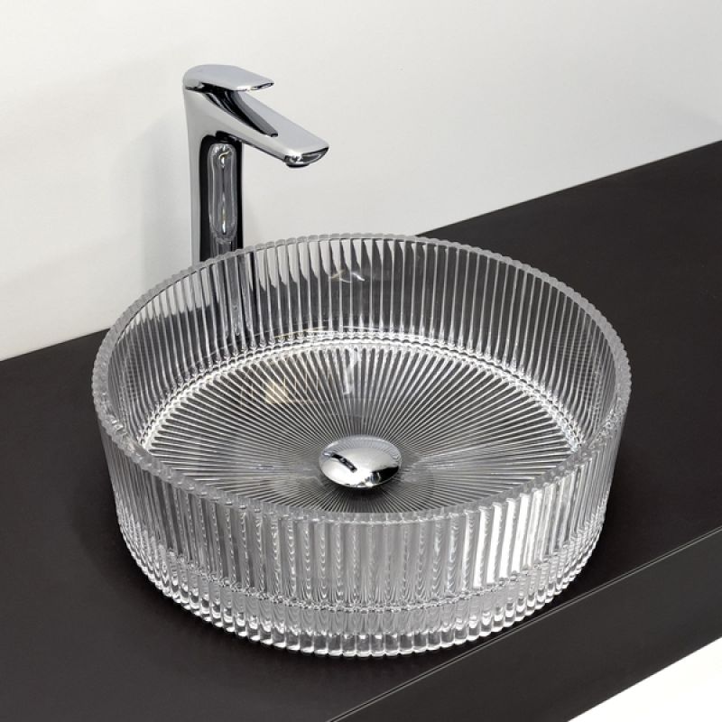 Раковина Comforty 00-00015701, 40 см, стеклянная, накладная, прозрачное стекло