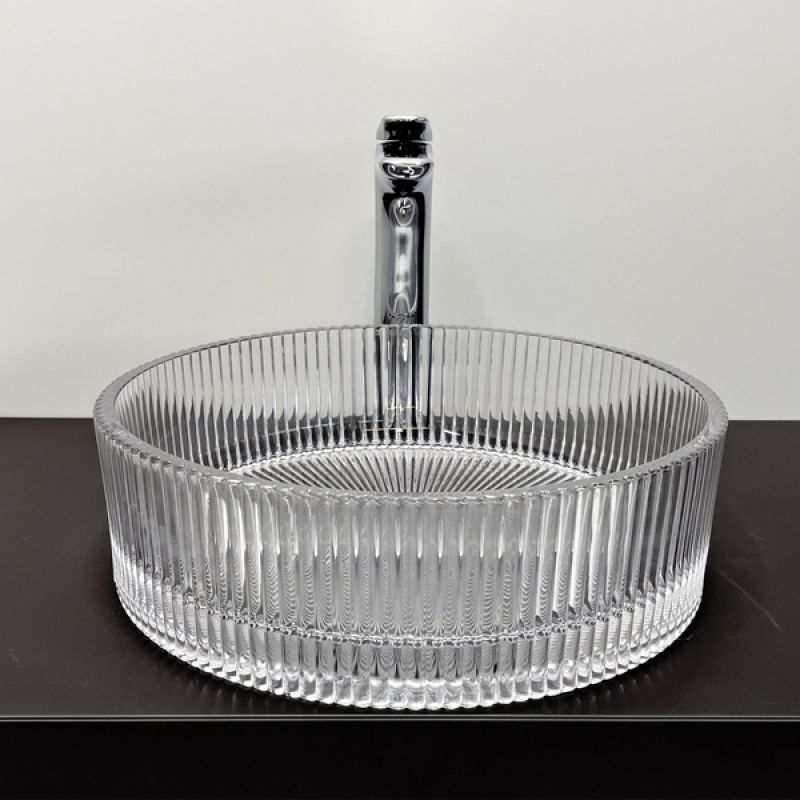 Раковина Comforty 00-00015701, 40 см, стеклянная, накладная, прозрачное стекло