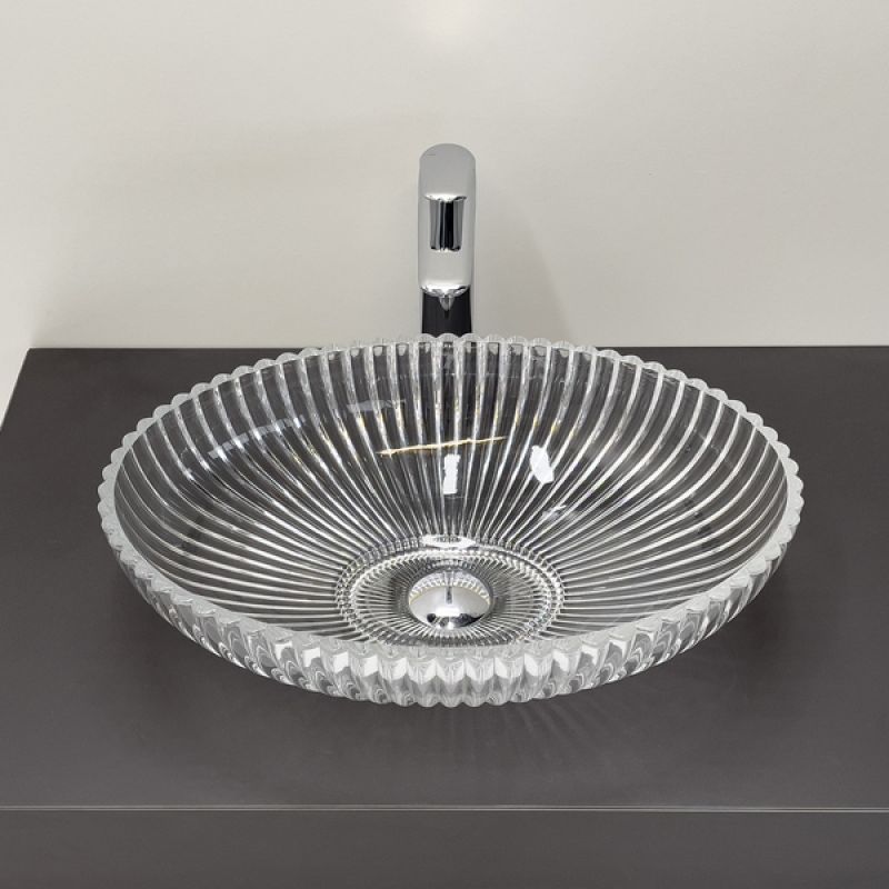 Раковина Comforty 00-00015706, 51 см, стеклянная, накладная, прозрачное стекло