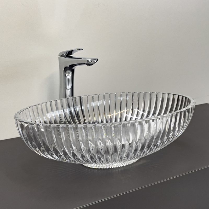 Раковина Comforty 00-00015706, 51 см, стеклянная, накладная, прозрачное стекло