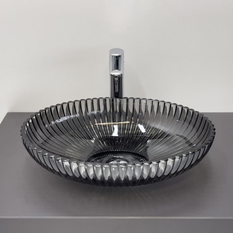 Раковина Comforty 00-00015707, 51 см, стеклянная, накладная, серый дым