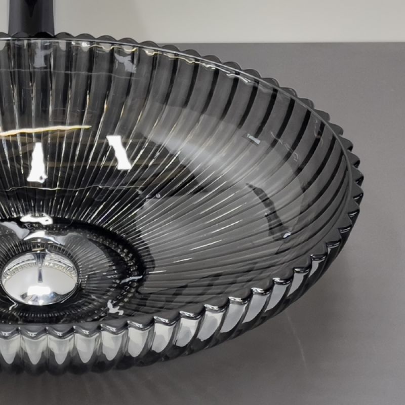 Раковина Comforty 00-00015707, 51 см, стеклянная, накладная, серый дым