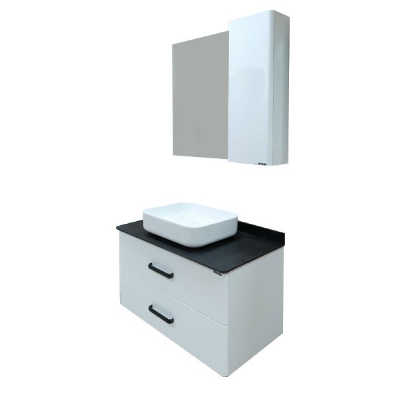 Тумба с раковиной Comforty "Амстердам-95" 00-00005494 белая с черной матовой столешницей с раковиной Comforty T-Y9378