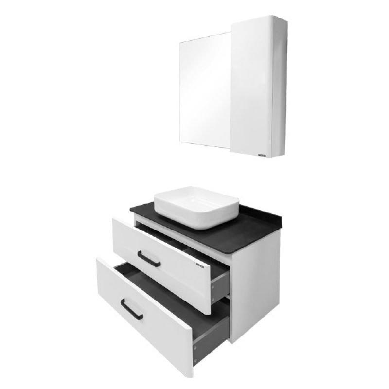 Тумба с раковиной Comforty "Амстердам-95" 00-00005494 белая с черной матовой столешницей с раковиной Comforty T-Y9378