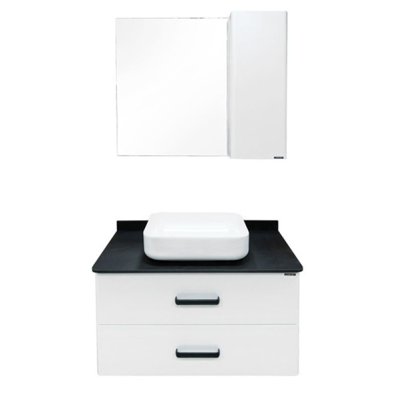 Тумба с раковиной Comforty "Амстердам-95" 00-00005494 белая с черной матовой столешницей с раковиной Comforty T-Y9378