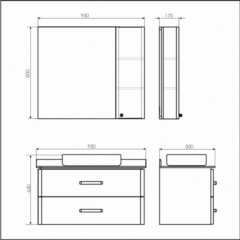 Тумба с раковиной Comforty "Амстердам-95" 00-00005494 белая с черной матовой столешницей с раковиной Comforty T-Y9378