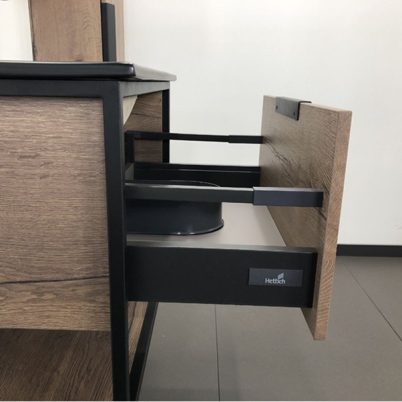 Тумба с раковиной Comforty "Бонн-75" 00-00001936 дуб темный с  раковиной Comforty 75E черная матовая 