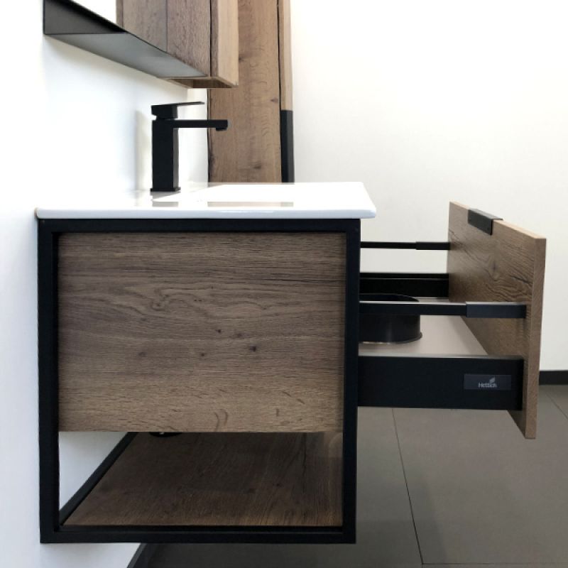 Тумба с раковиной Comforty "Бонн-90" 00-00003466 дуб темный с  раковиной Quadro 90