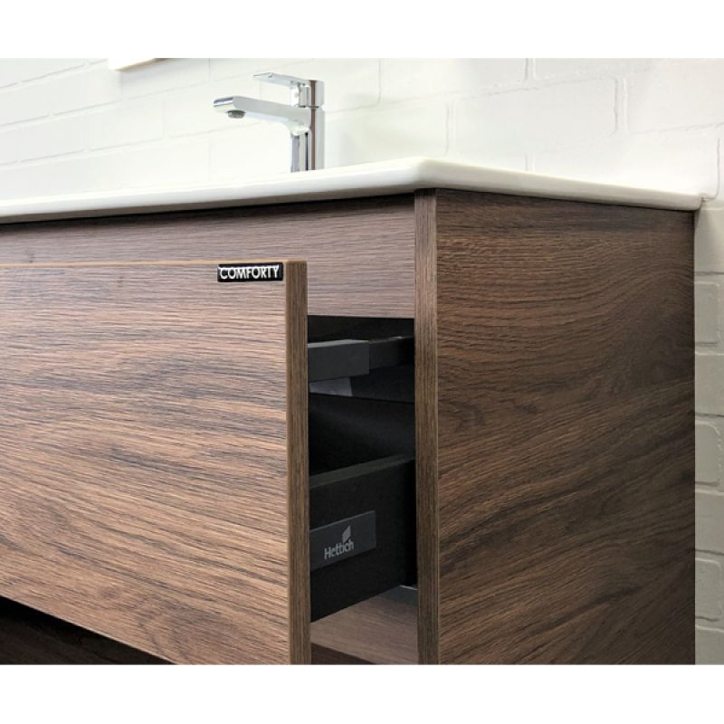 Тумба с раковиной Comforty "Бордо-90" 00-00006671 дуб темно-коричневый с раковиной "Quadro 90"