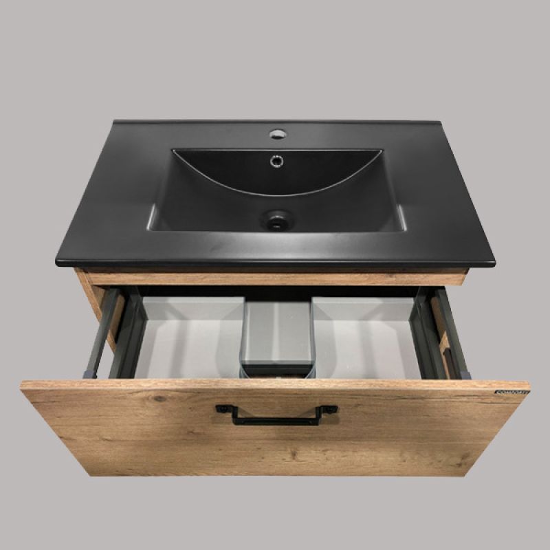 Тумба с раковиной Comforty "Бредфорд-75" 00004149064 дуб темный с раковиной Comforty 75E черная матовая