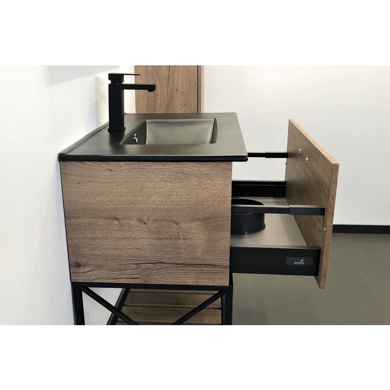 Тумба с раковиной Comforty "Бредфорд-75" 00004149064 дуб темный с раковиной Comforty 75E черная матовая