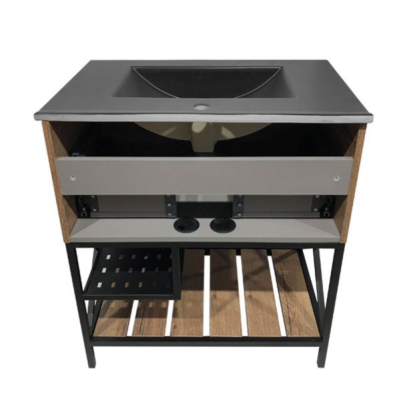 Тумба с раковиной Comforty "Бредфорд-75" 00004149064 дуб темный с раковиной Comforty 75E черная матовая