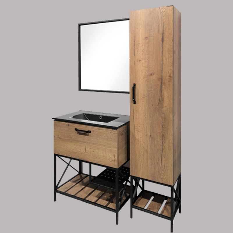 Тумба с раковиной Comforty "Бредфорд-75" 00004149064 дуб темный с раковиной Comforty 75E черная матовая