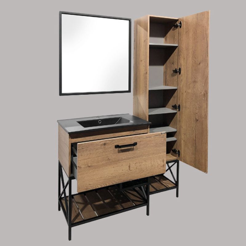 Тумба с раковиной Comforty "Бредфорд-75" 00004149064 дуб темный с раковиной Comforty 75E черная матовая