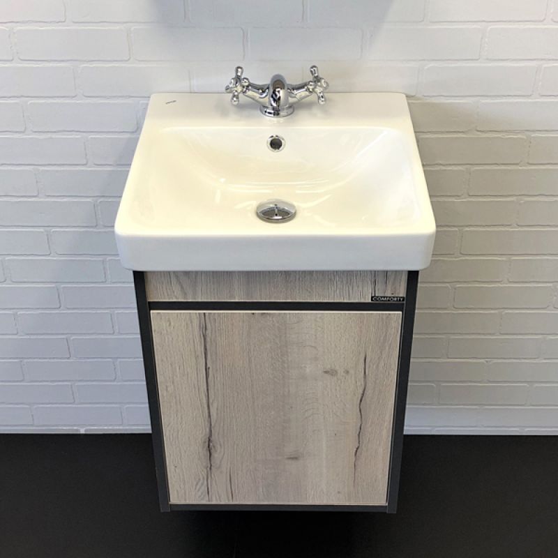 Тумба с раковиной Comforty "Вена-45" 00-00006653 дуб дымчатый с раковиной Адриана 45