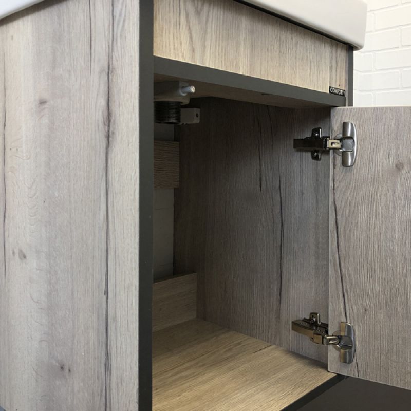 Тумба с раковиной Comforty "Вена-45" 00-00006653 дуб дымчатый с раковиной Адриана 45