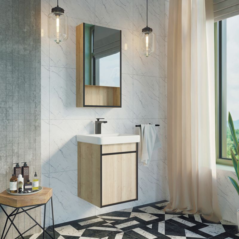 Тумба с раковиной Comforty "Вена-45" 00-00006653 дуб дымчатый с раковиной Адриана 45