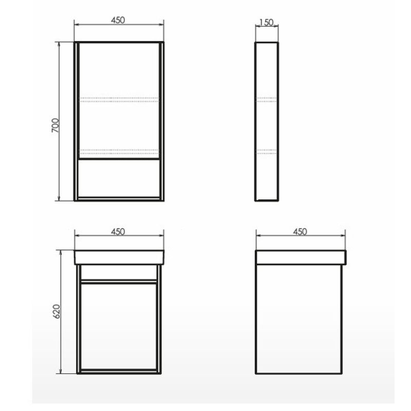 Тумба с раковиной Comforty "Вена-45" 00-00006653 дуб дымчатый с раковиной Адриана 45