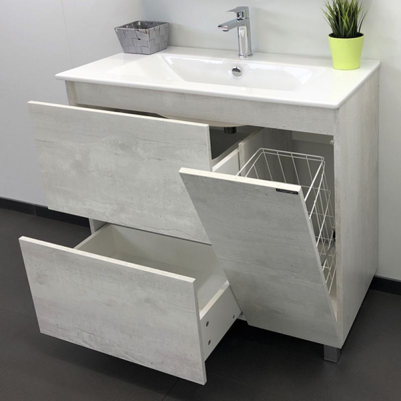 Тумба с раковиной Comforty "Верона-90" 00-00001972 дуб белый с раковиной Quadro 90