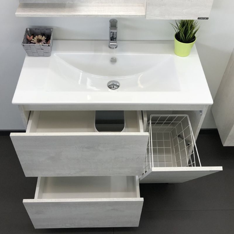 Тумба с раковиной Comforty "Верона-90" 00-00001972 дуб белый с раковиной Quadro 90