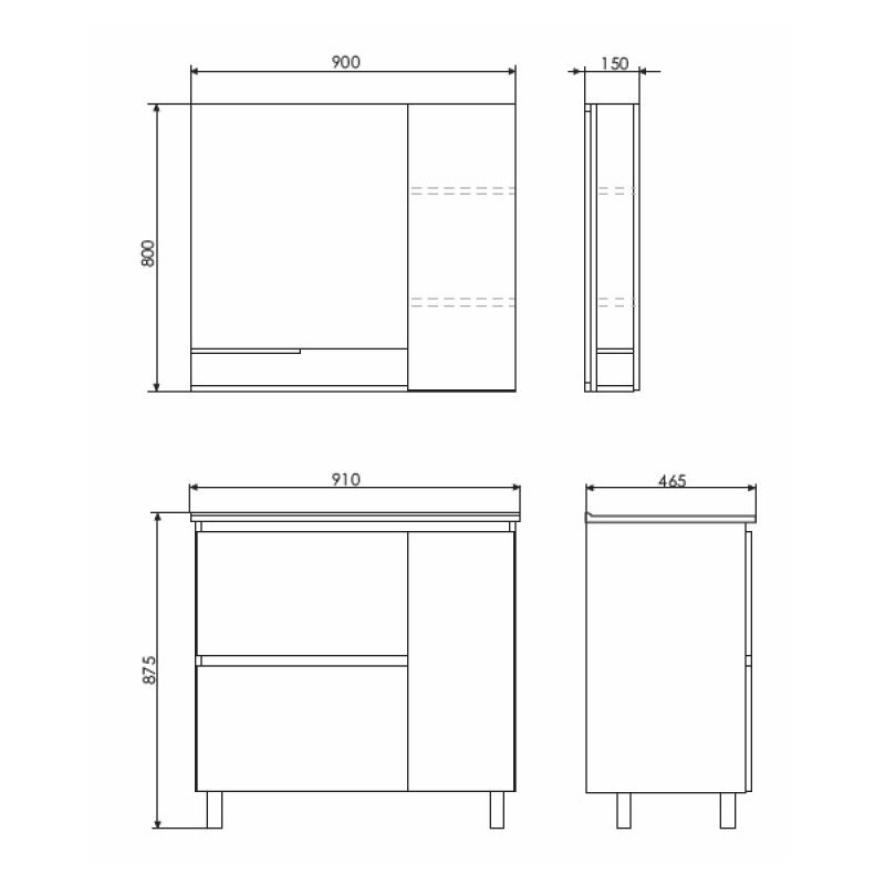 Тумба с раковиной Comforty "Верона-90" 00-00001972 дуб белый с раковиной Quadro 90
