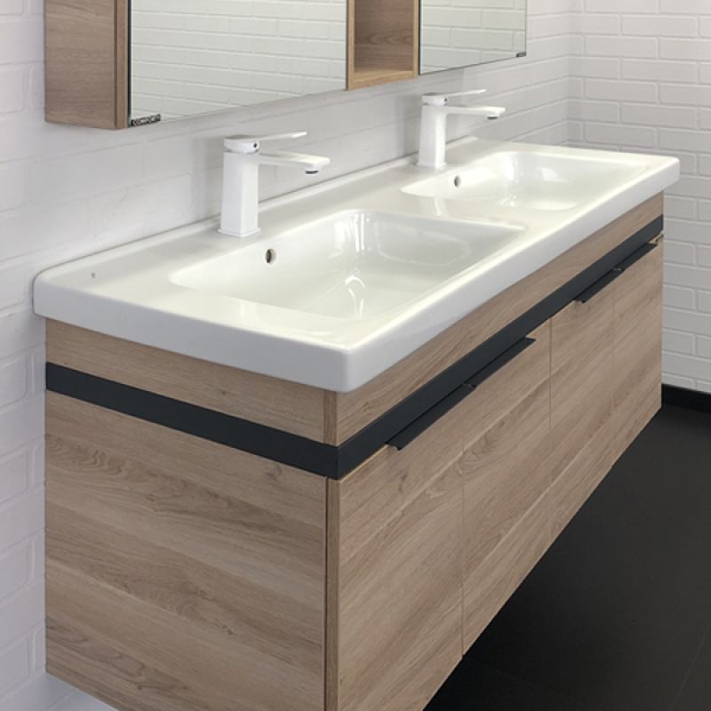 Тумба с раковиной Comforty "Дуэт-125" 00-00009925 дуб натуральный с рак. Гармония-125