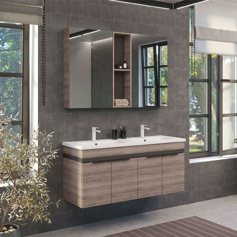 Тумба с раковиной Comforty "Дуэт-125" 00-00009925 дуб натуральный с рак. Гармония-125