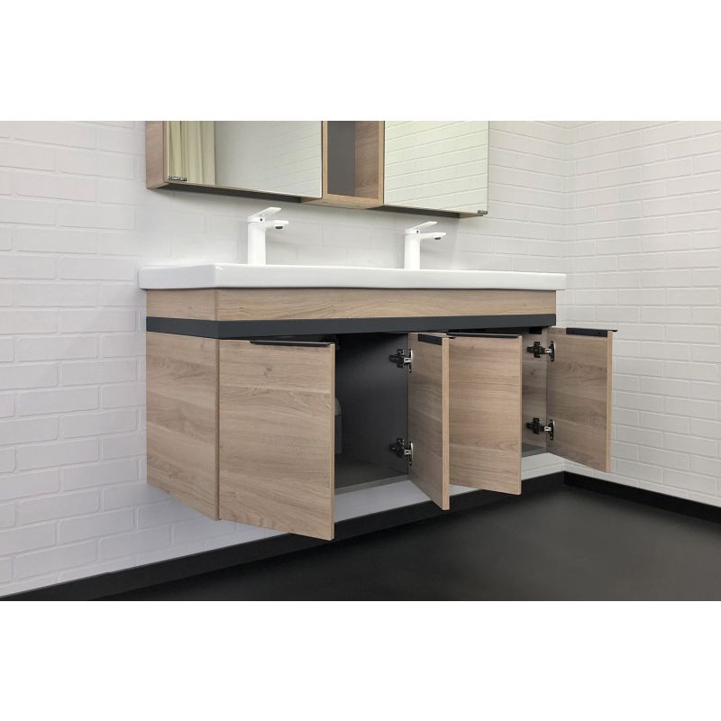 Тумба с раковиной Comforty "Дуэт-125" 00-00009925 дуб натуральный с рак. Гармония-125