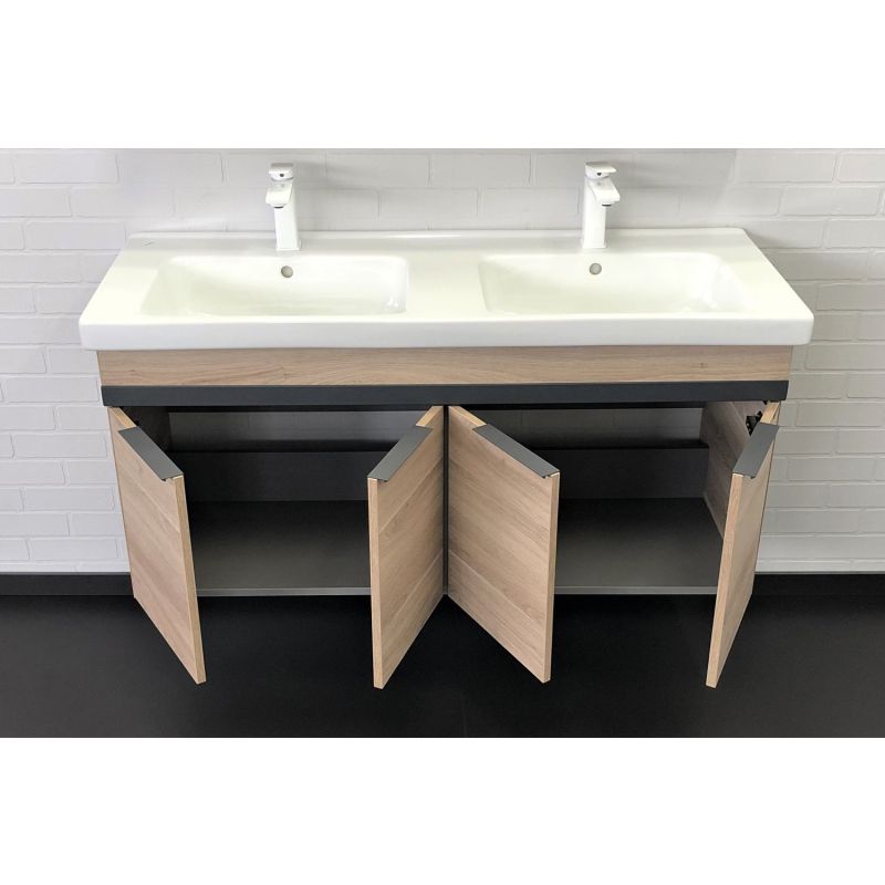 Тумба с раковиной Comforty "Дуэт-125" 00-00009925 дуб натуральный с рак. Гармония-125