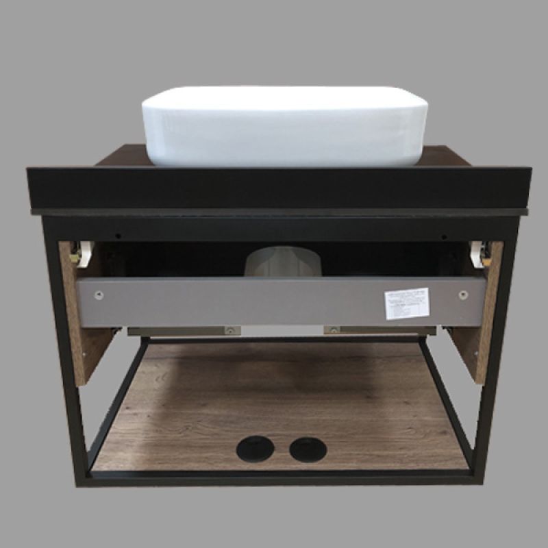 Тумба с раковиной Comforty "Кёльн-75" 00004149065 дуб темный с черной столешницей с раковиной Comforty T-Y9378