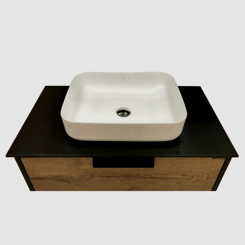 Тумба с раковиной Comforty "Кёльн-90-1" 00004149965 дуб темный с черной столешницей, с раковиной Comforty T-Y9378