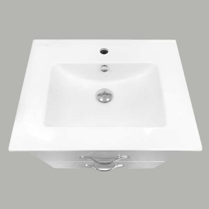 Тумба с раковиной Comforty "Лаура-60-2" 00003129351 подвесная белый глянец с раковиной "Quadro 60 "