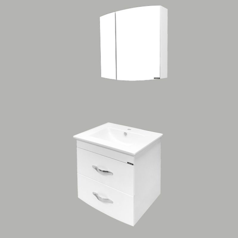 Тумба с раковиной Comforty "Лаура-60-2" 00003129351 подвесная белый глянец с раковиной "Quadro 60 "
