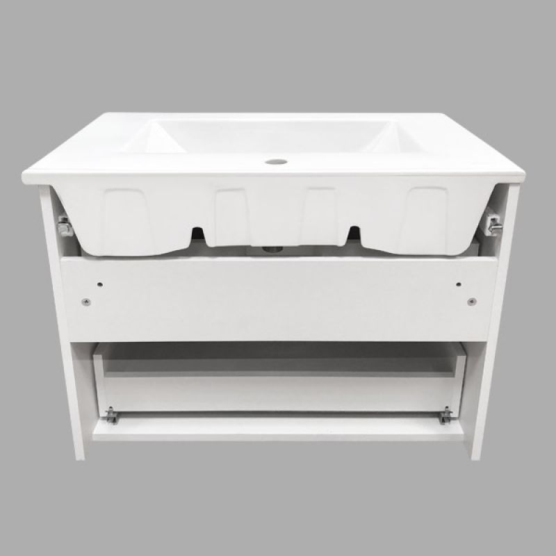 Тумба с раковиной Comforty "Лаура-75-2" 00004136348 подвесная белый глянец с раковиной "Quadro 75"