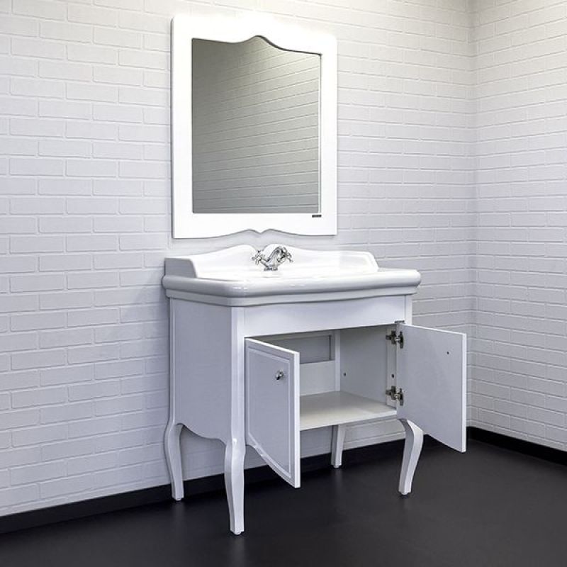 Тумба с раковиной Comforty "Лувр-90" 00004148935 белый глянец с раковиной 28188