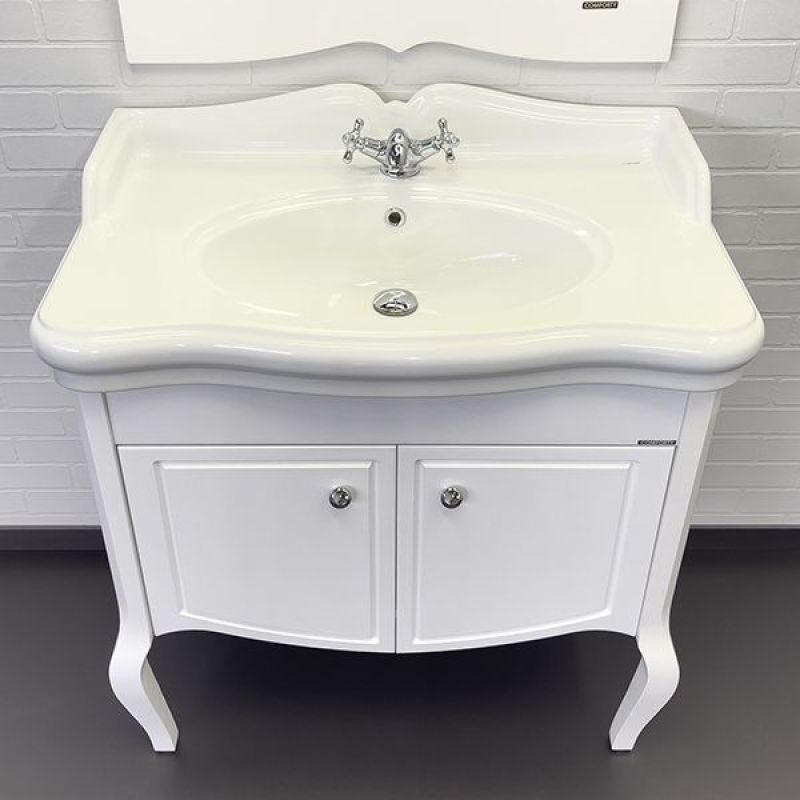 Тумба с раковиной Comforty "Лувр-90" 00004148935 белый глянец с раковиной 28188