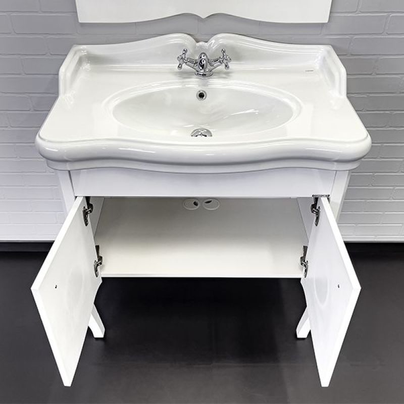 Тумба с раковиной Comforty "Лувр-90" 00004148935 белый глянец с раковиной 28188