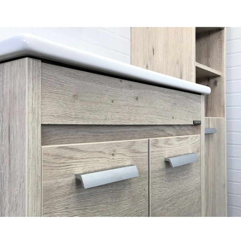 Тумба с раковиной Comforty "Марио-60" 00-00005206 дуб дымчатый с раковиной "Quadro 60"