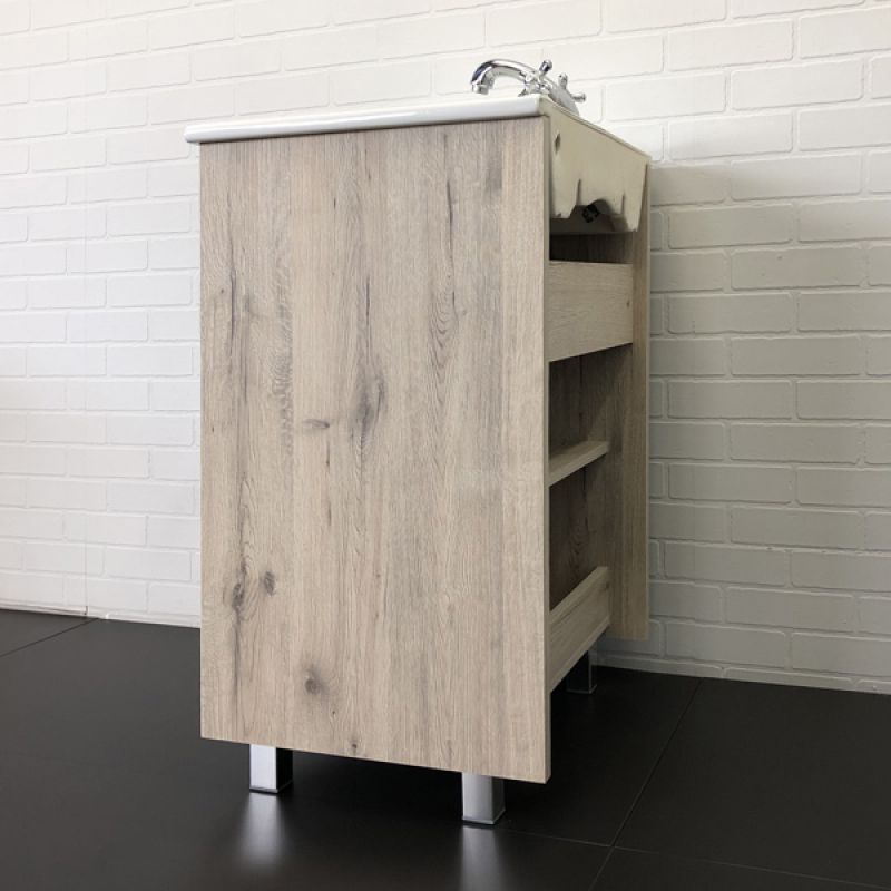 Тумба с раковиной Comforty "Марио-60" 00-00005206 дуб дымчатый с раковиной "Quadro 60"