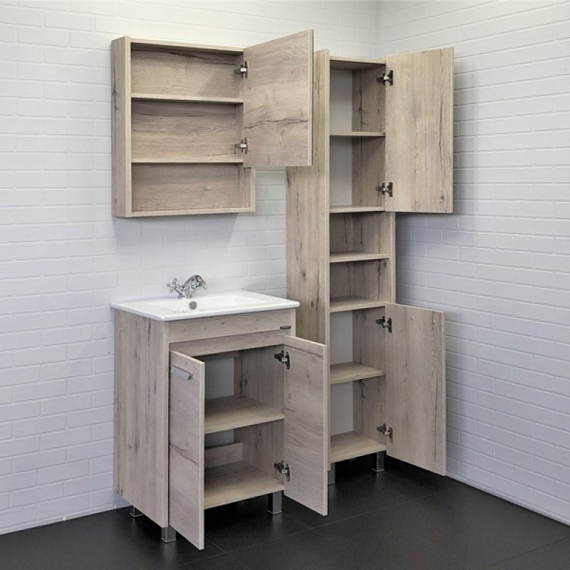 Тумба с раковиной Comforty "Марио-60" 00-00005206 дуб дымчатый с раковиной "Quadro 60"