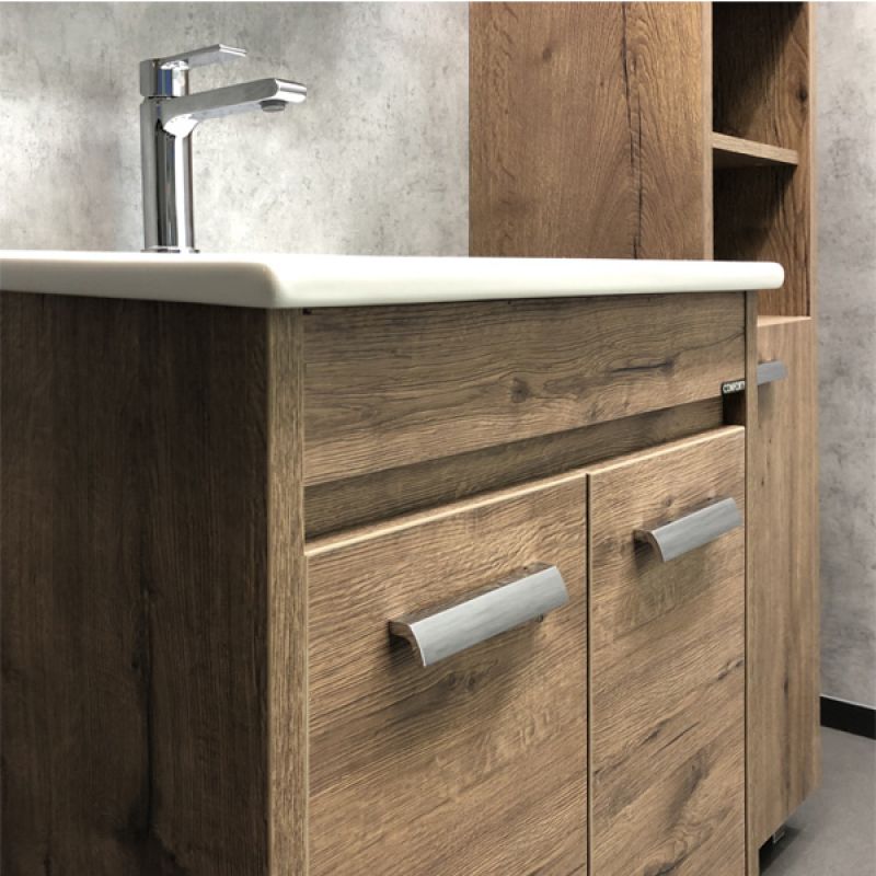 Тумба с раковиной Comforty "Марио-60" 00-00004155 дуб темный с раковиной "Quadro 60"