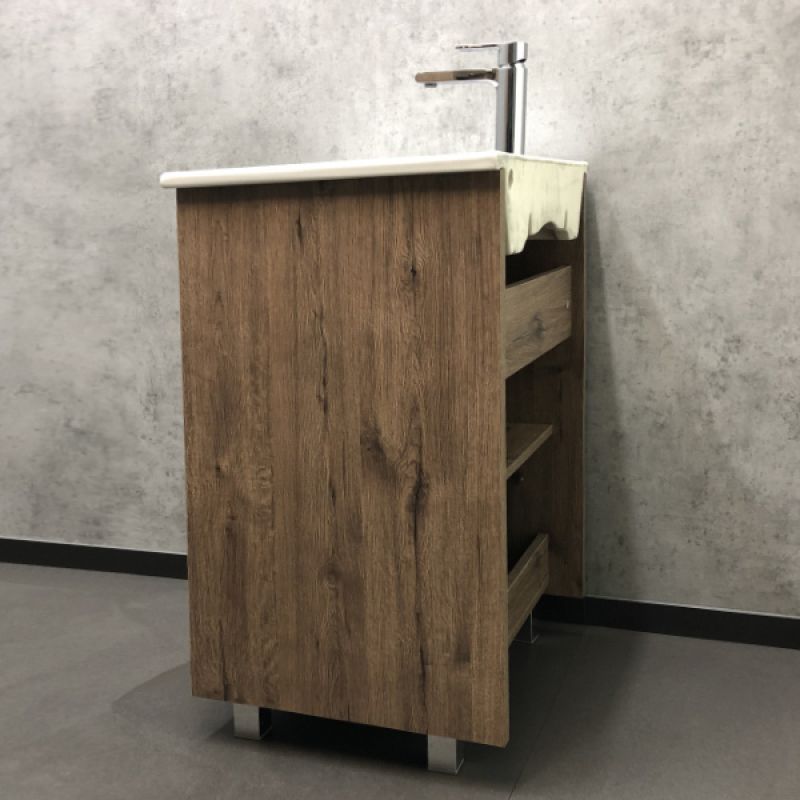 Тумба с раковиной Comforty "Марио-60" 00-00004155 дуб темный с раковиной "Quadro 60"