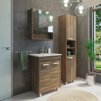 Тумба с раковиной Comforty "Марио-60" 00-00004155 дуб темный с раковиной "Quadro 60"