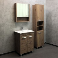 Тумба с раковиной Comforty "Марио-60" 00-00004155 дуб темный с раковиной "Quadro 60"