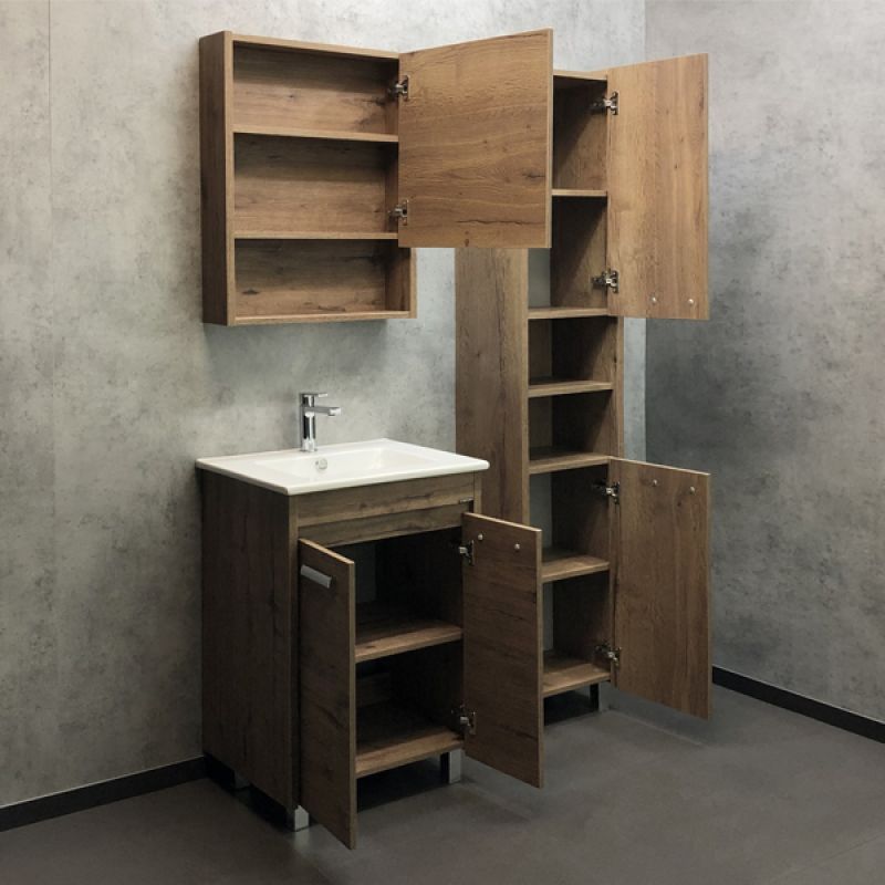 Тумба с раковиной Comforty "Марио-60" 00-00004155 дуб темный с раковиной "Quadro 60"