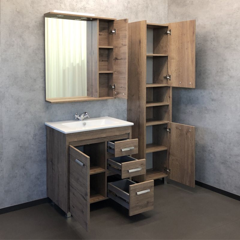 Тумба с раковиной Comforty "Марио-75" 00-00004157 дуб темный с раковиной "Quadro 75"