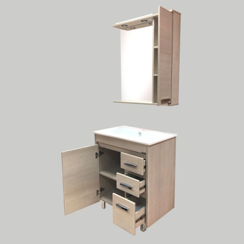 Тумба с раковиной Comforty "Марио-75" 00004136349 сосна лоредо с раковиной "Quadro 75"